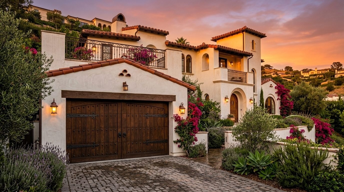 Hunter Garage Door Services Exterior Closed Garage Door at Twilight